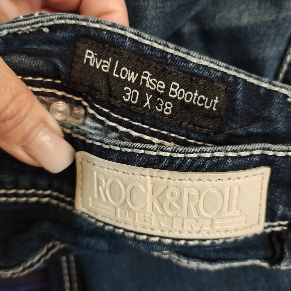 Women's Boot Cut Jeans - Dark Blue - Picture 3 of 5